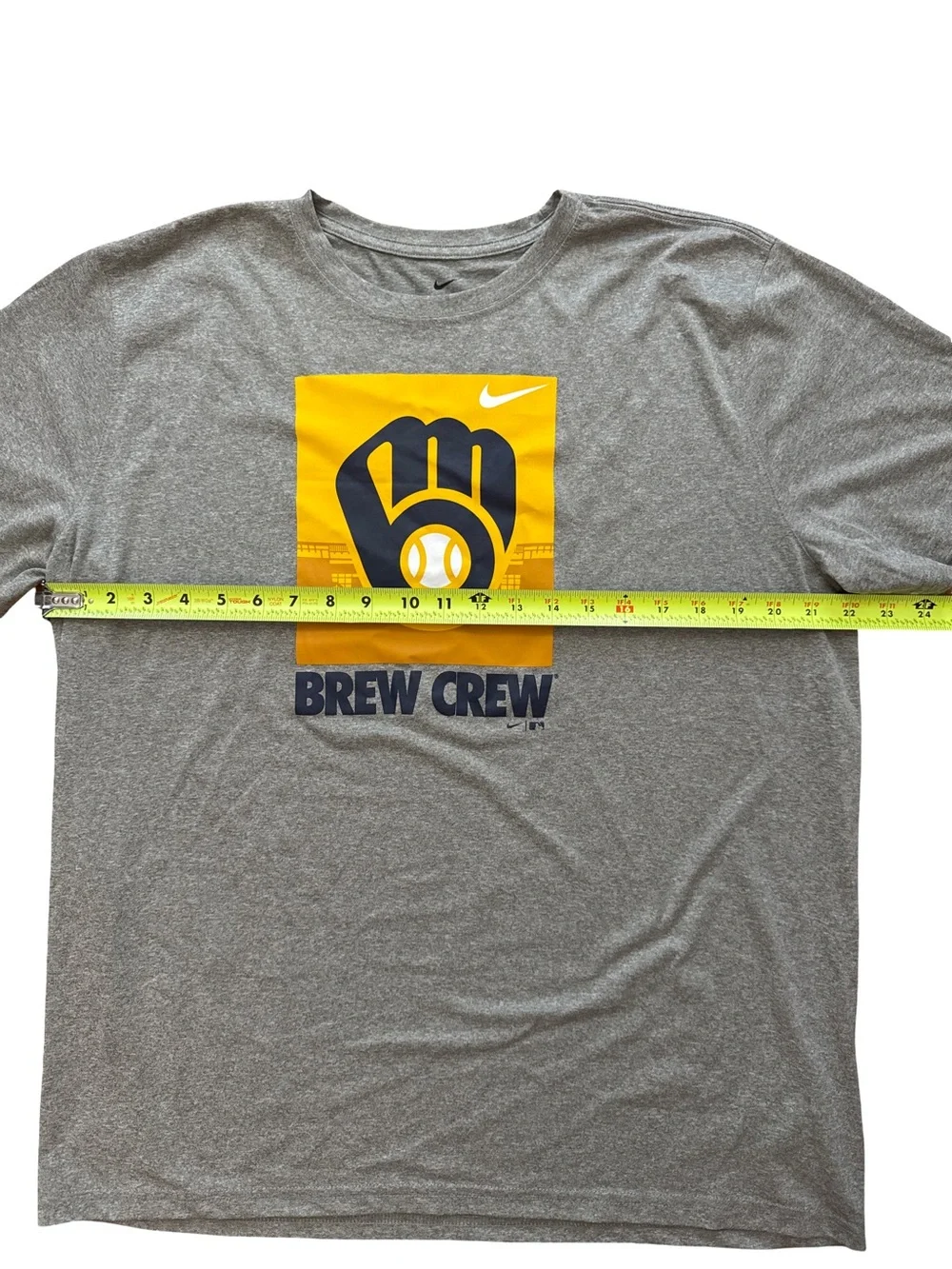 Nike Brew Crew Gray T-Shirt with Yellow & Navy Brewers Logo